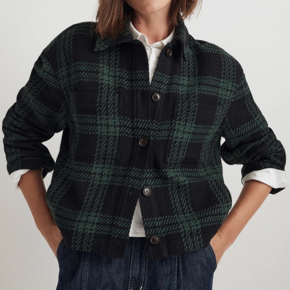 Flannel Boxy Shirt-Jacket in Plaid